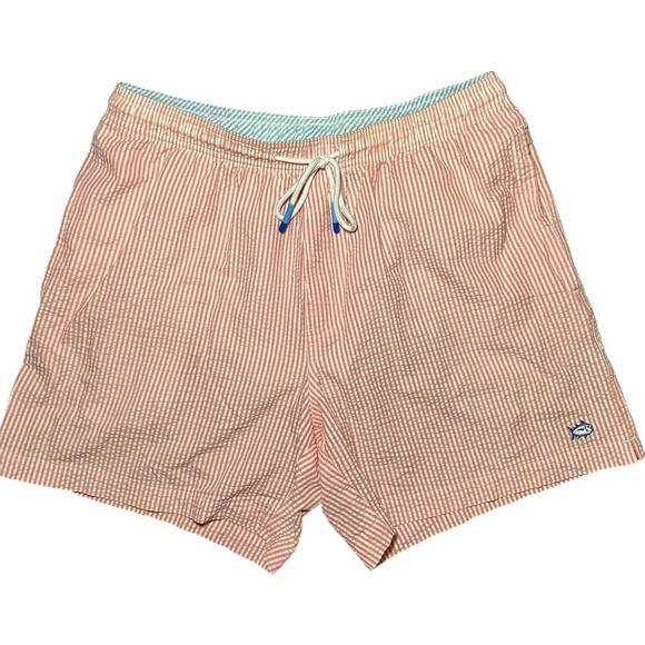 Southern Tide Orange and white gingham swim trunks size L - Picture 1 of 3